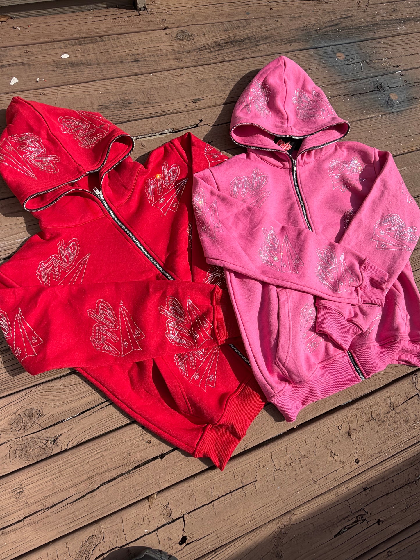 Baby Pink FND Rhinestone Jacket