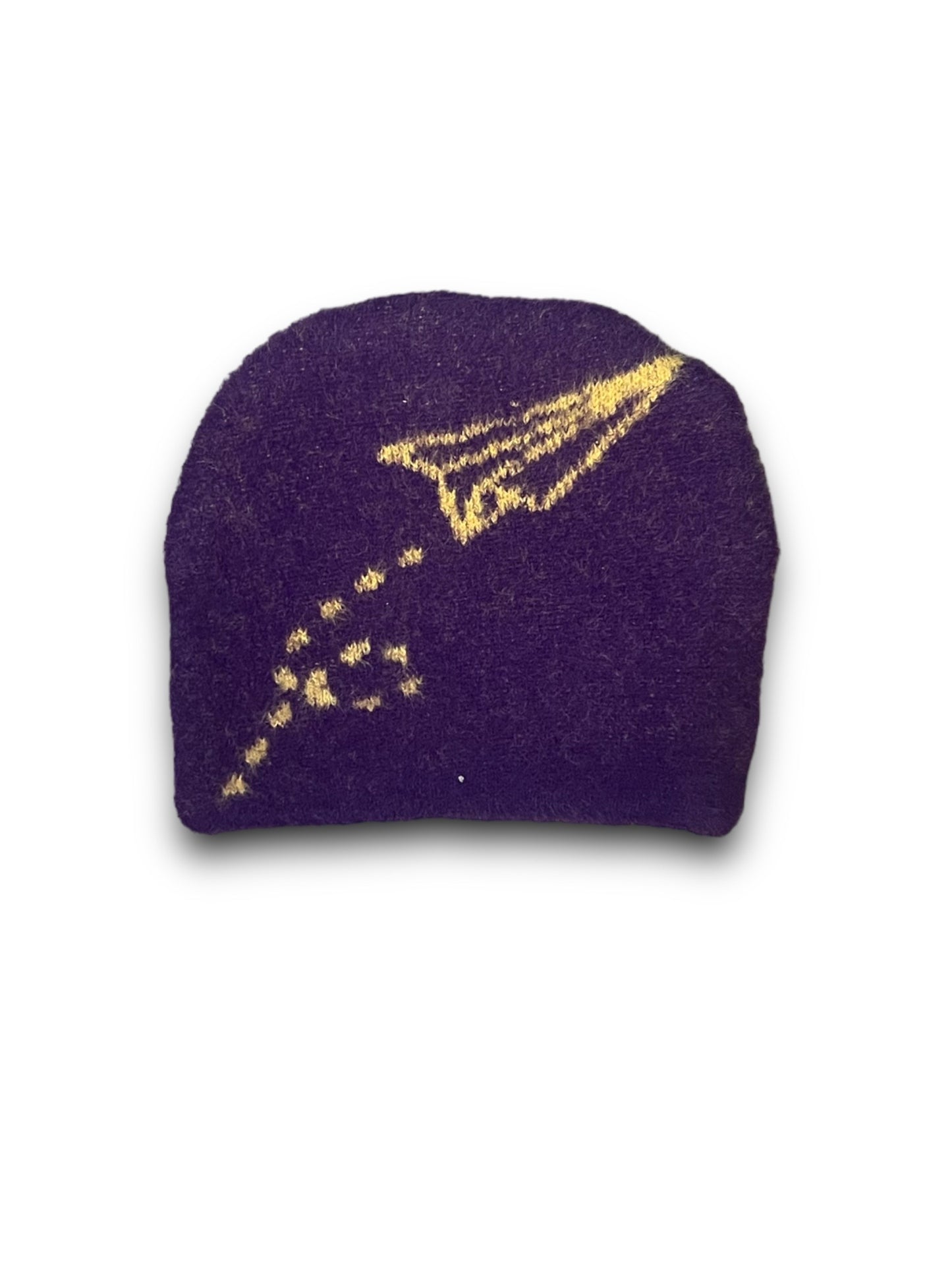 Dark Purple and Yellow Fuzzy Beanie