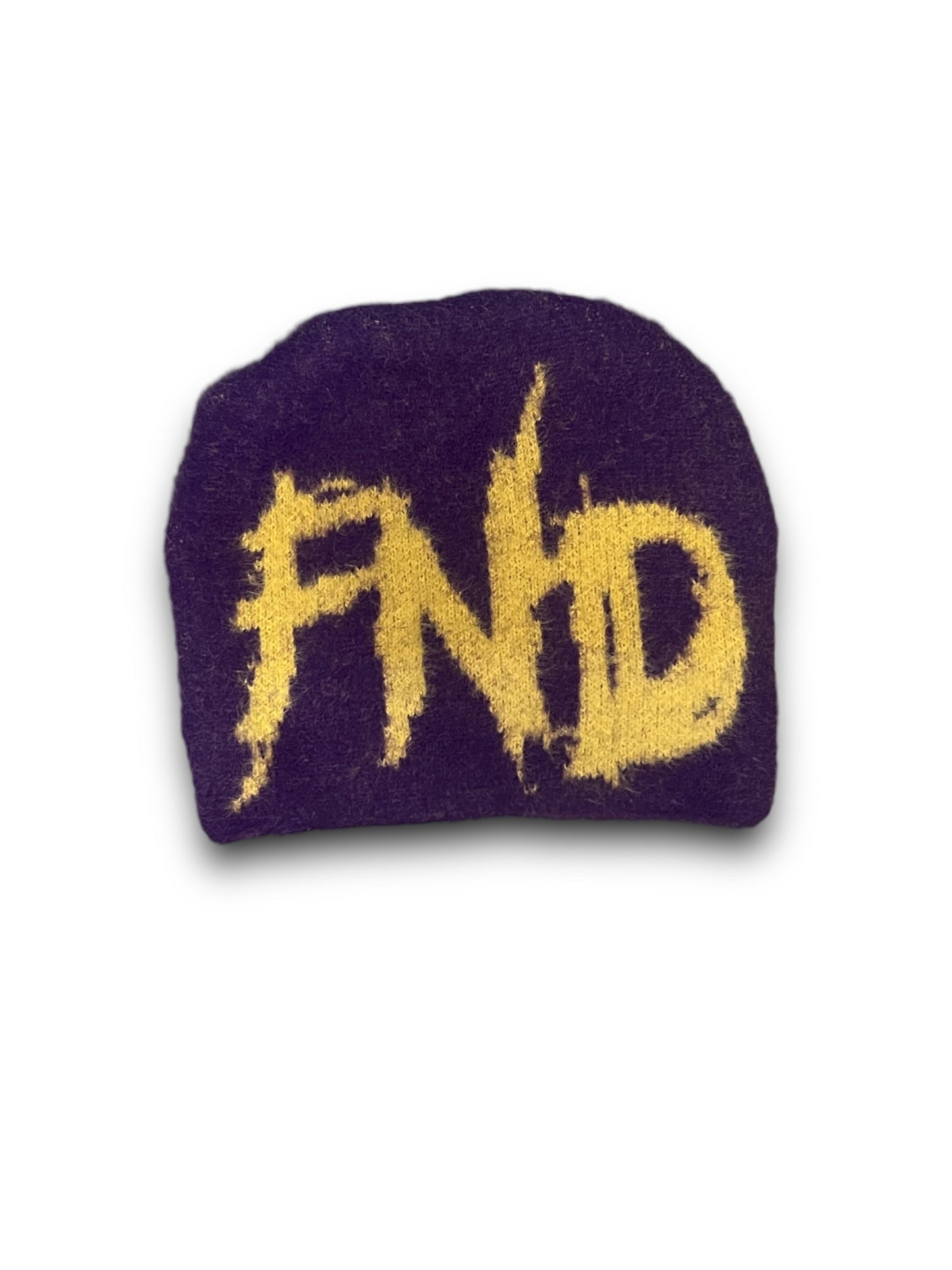 Dark Purple and Yellow Fuzzy Beanie
