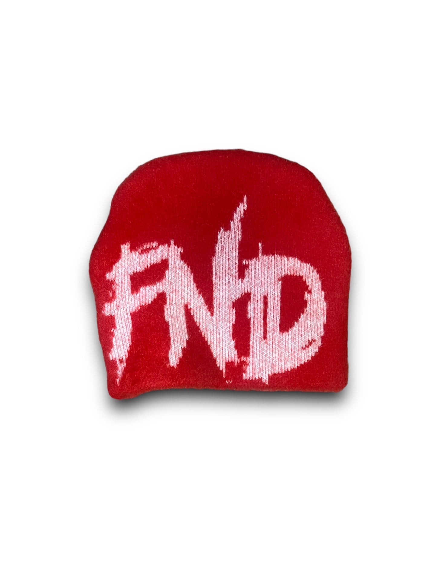 Red and White Fuzzy Beanie