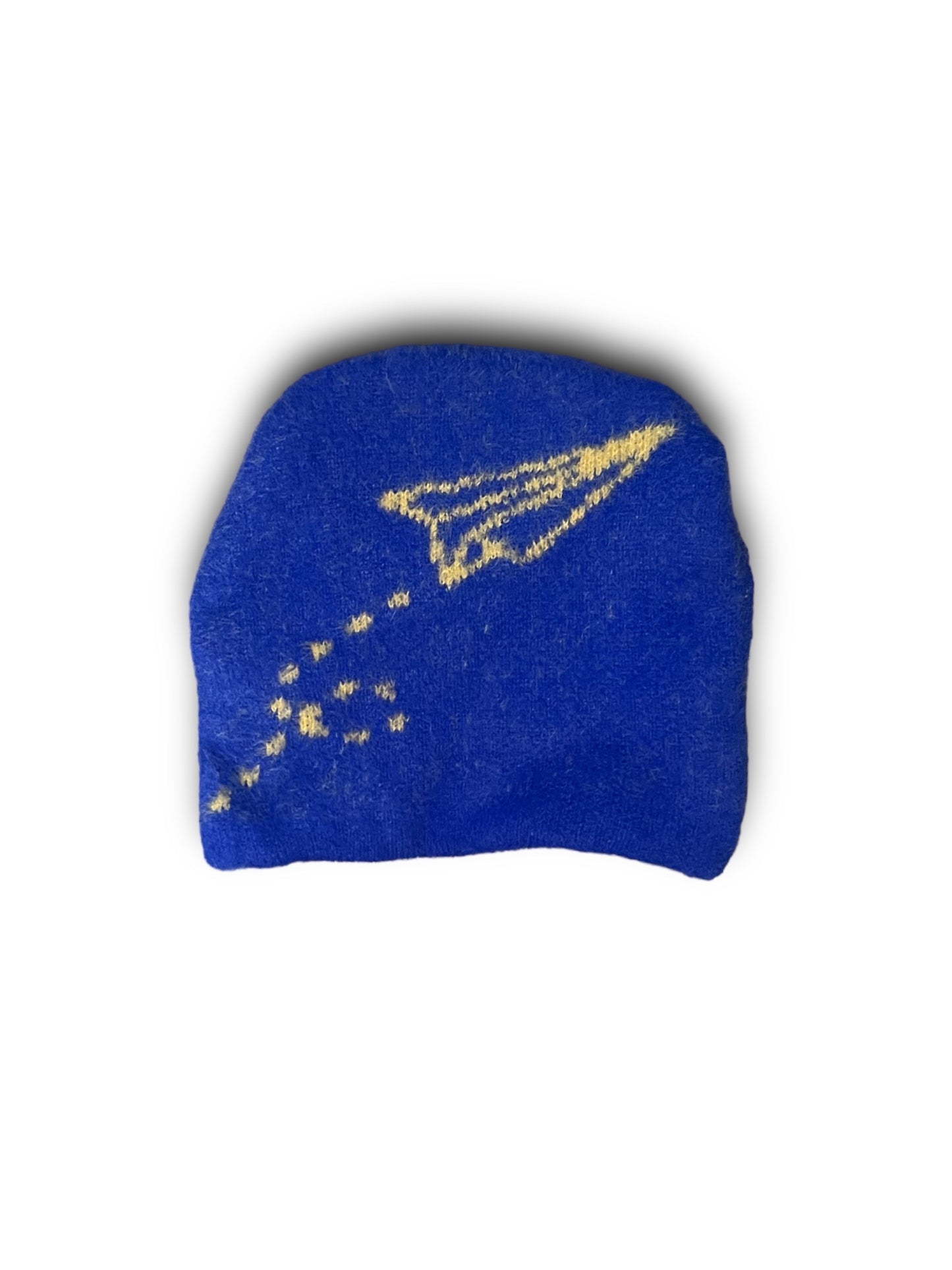 Dark Blue and Yellow Fuzzy Beanie