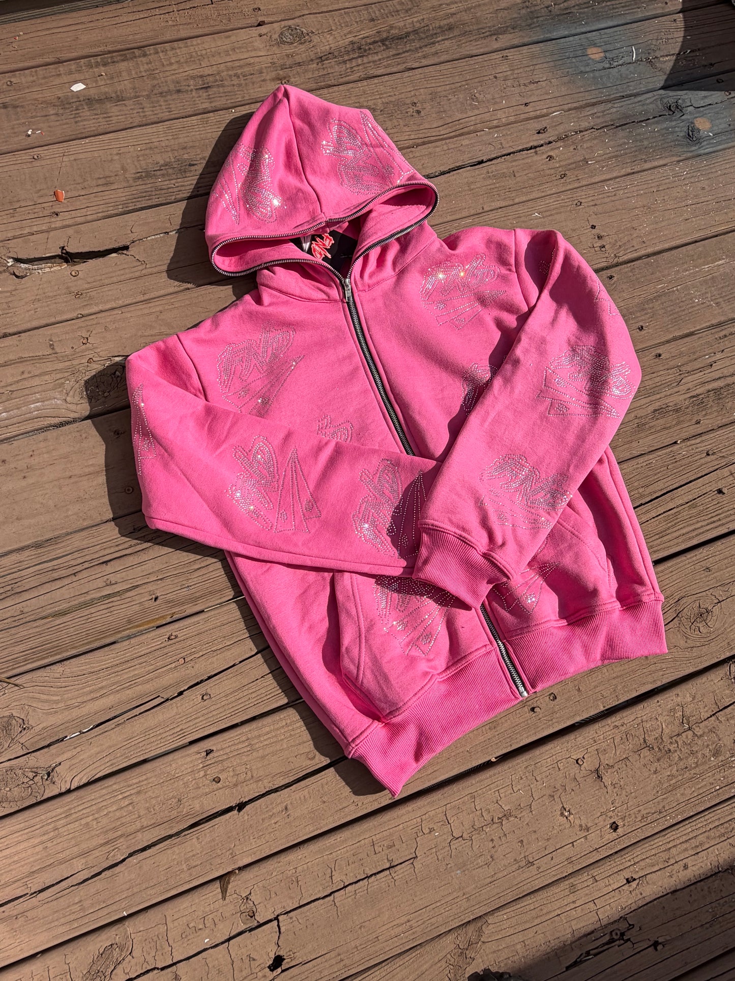 Baby Pink FND Rhinestone Jacket