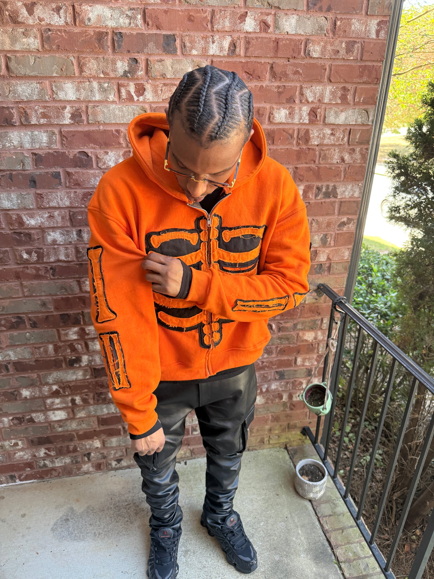 Orange Skeleton Zip Up