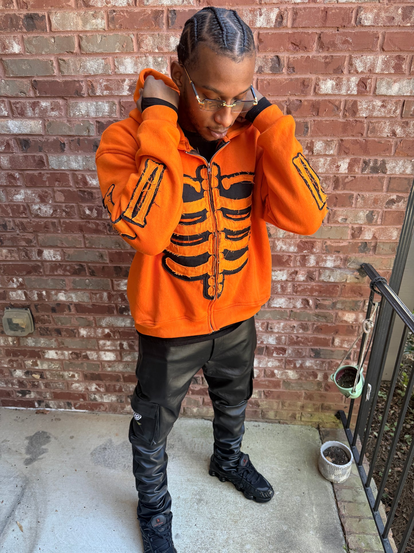 Orange Skeleton Zip Up