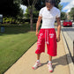 Red Oversized Quarter Length’s