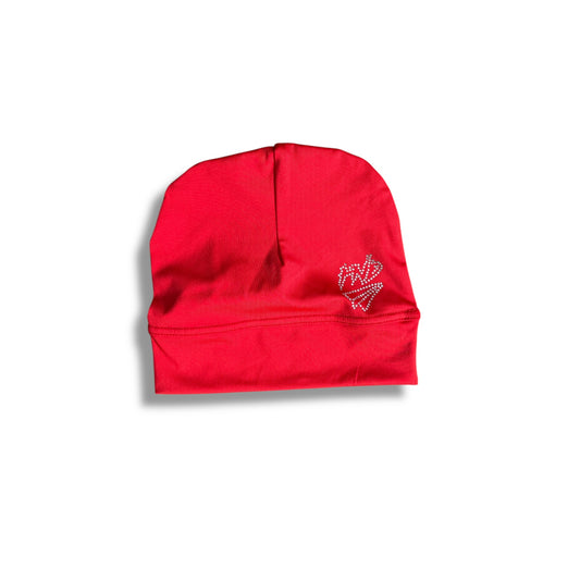 Red Rhinestone Skull Cap