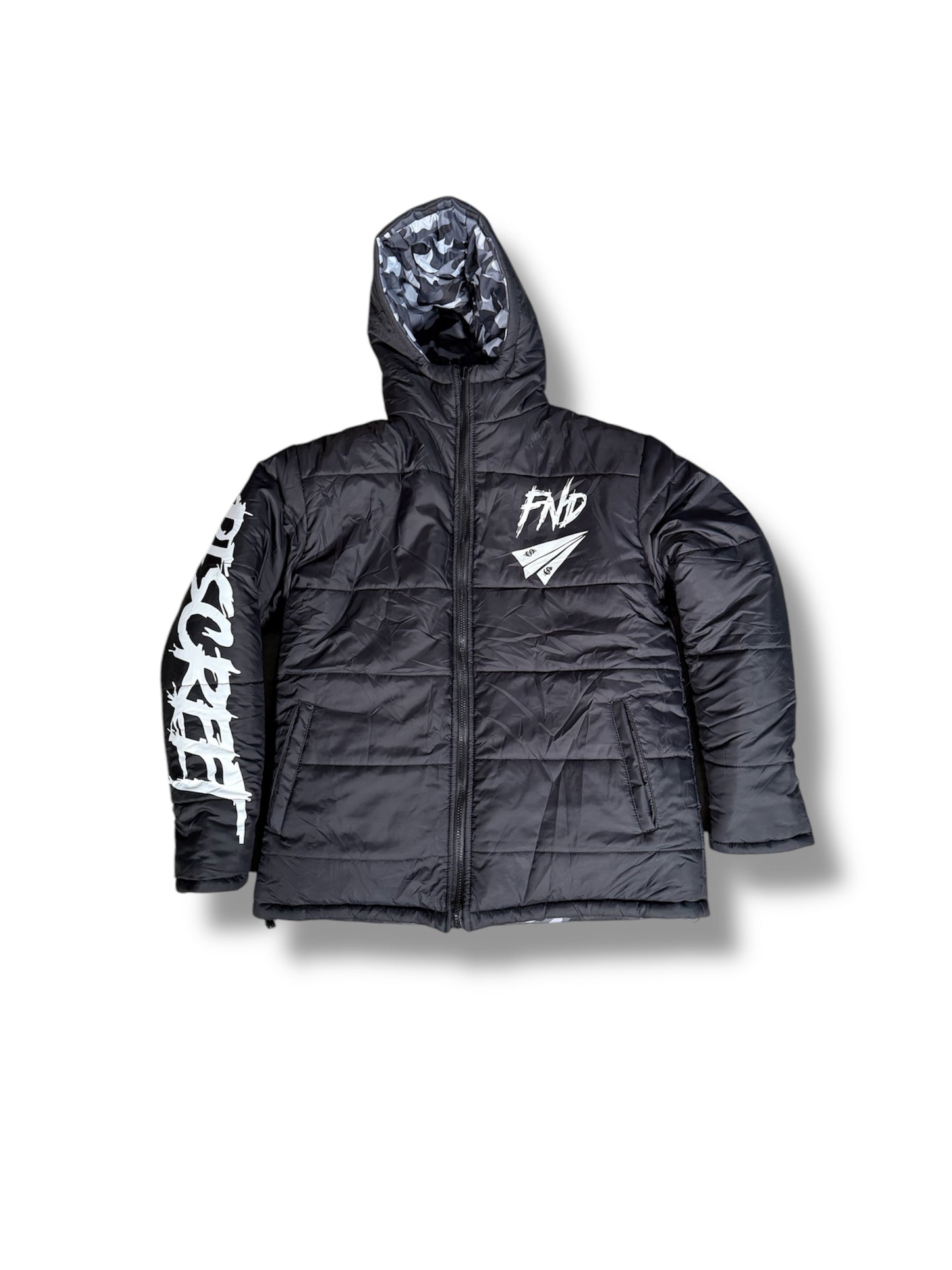 Black Camo & Black Reversible Puffer