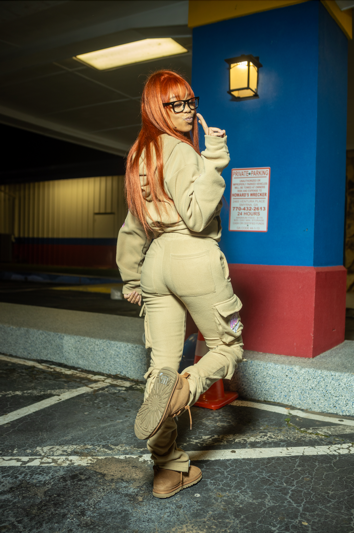 Tan With Pink Hoodie