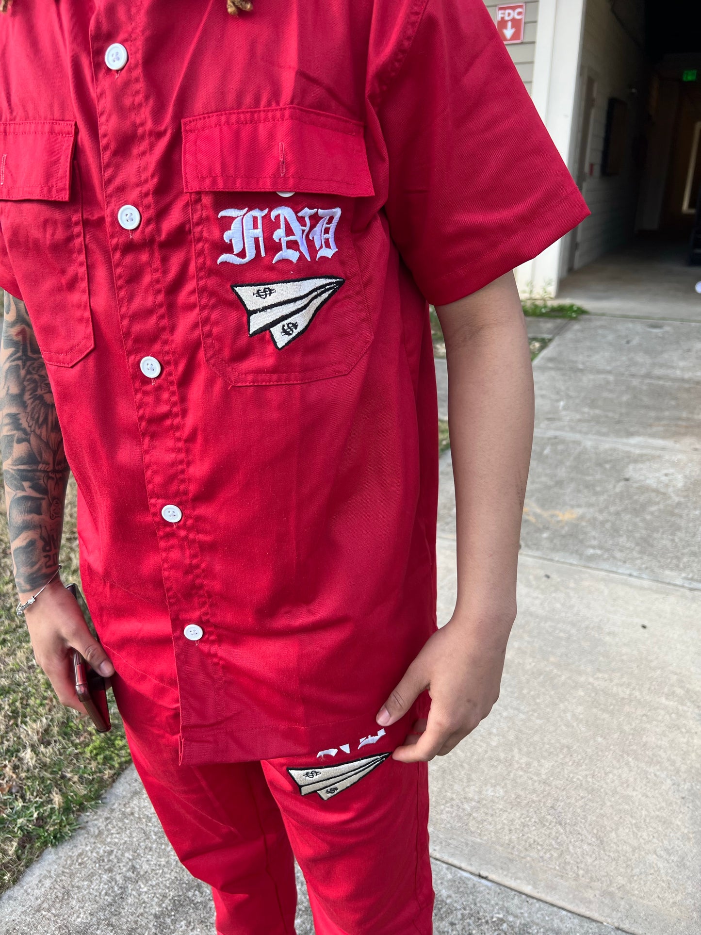 Red Discreet Dickie Suit